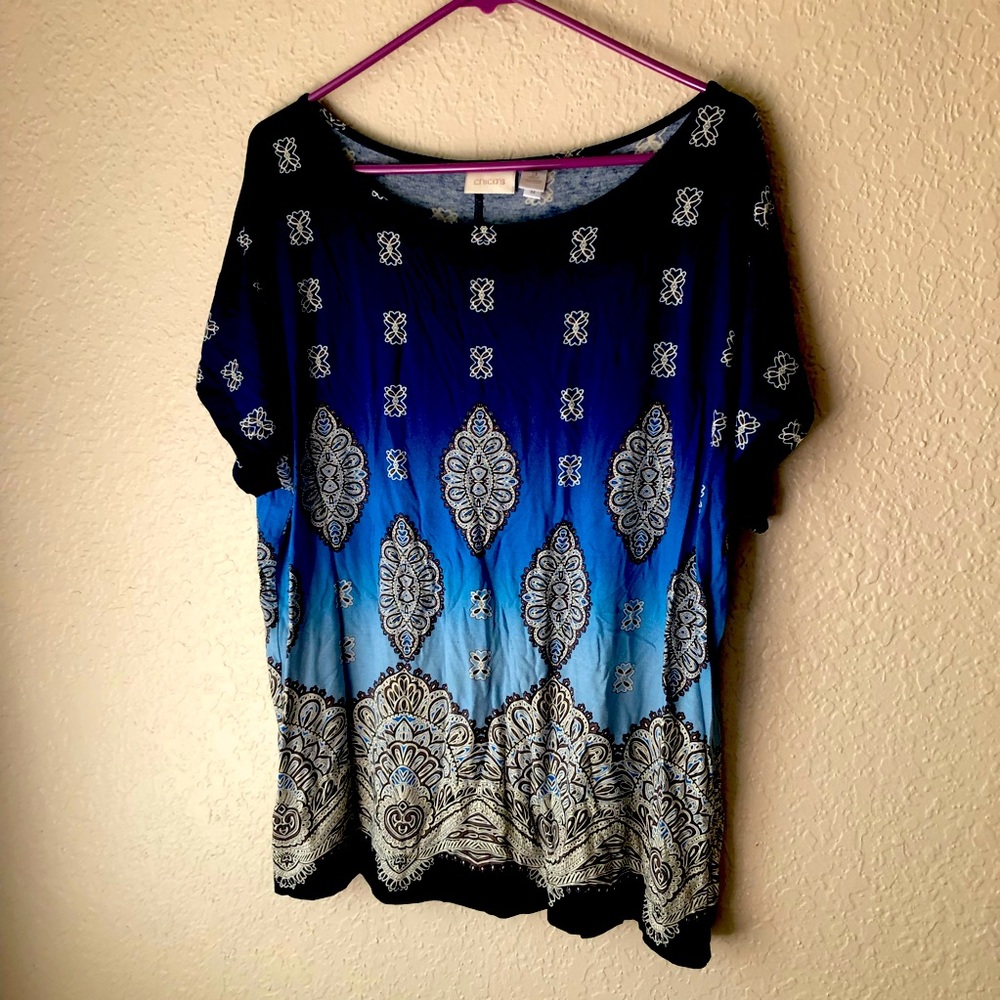 Chico’s cap sleeve with band top.